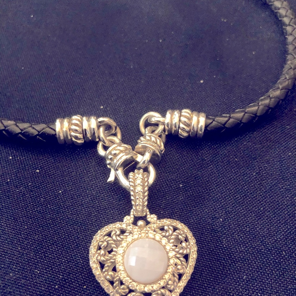 Judith Ripka leather necklace with enhancer
